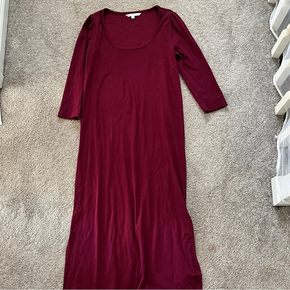 Maroon Nines by Hatched ribbed Midi dress